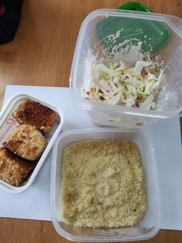 Breaded Tofu With Quinoa And Cabbage Salad
