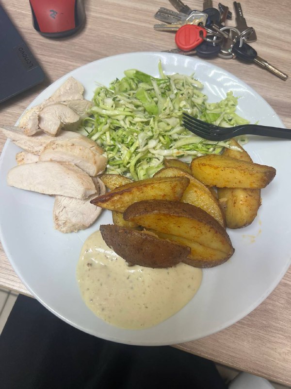 Grilled Chicken With Potato Wedges And Salad