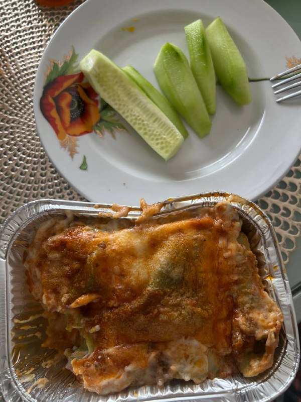 Lasagna With Cucumber Slices