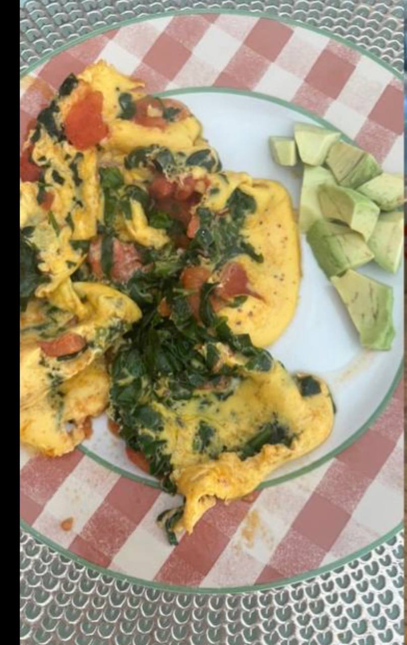 Vegetable Omelette With Avocado And Onions