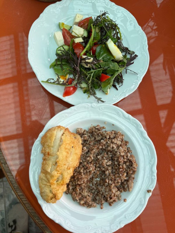 Baked Fish With Buckwheat And Salad