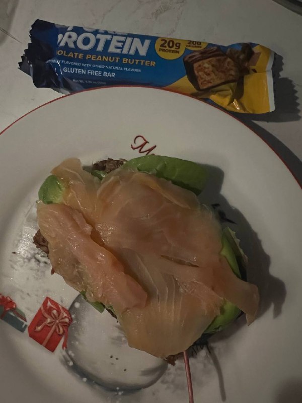Protein Bar And Avocado Salmon Sandwich
