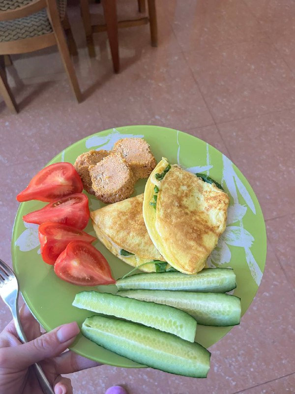 Vegetable Omelette With Fresh Vegetables And Fried Tofu