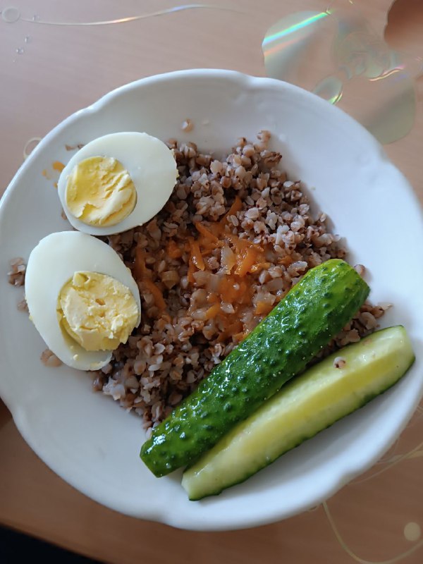 Boiled Eggs With Buckwheat And Cucumber