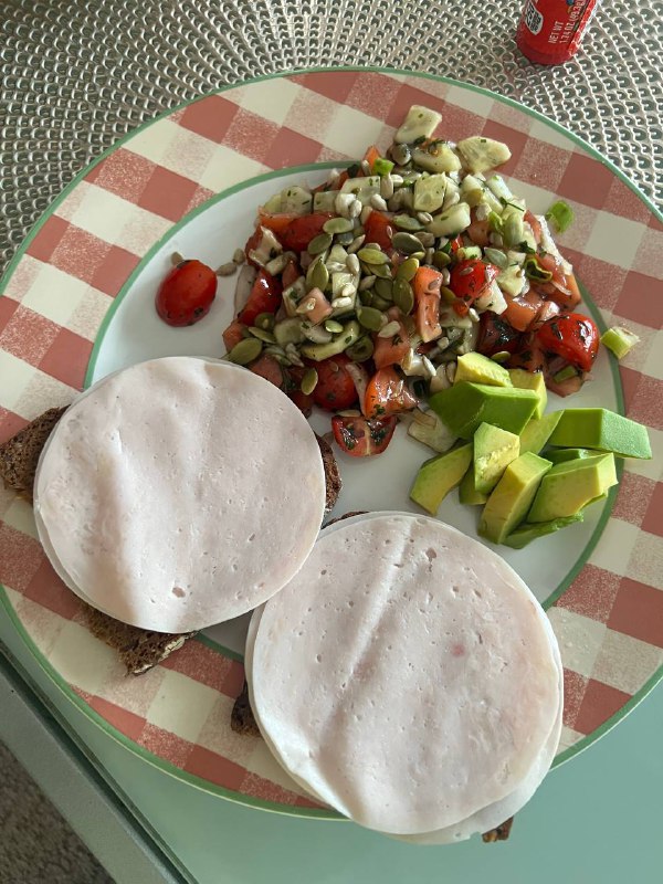 Open-faced Turkey Sandwich With Vegetable Salad And Avocado