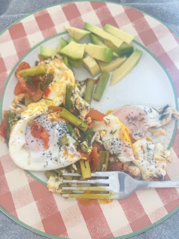 Fried Eggs With Vegetables And Avocado