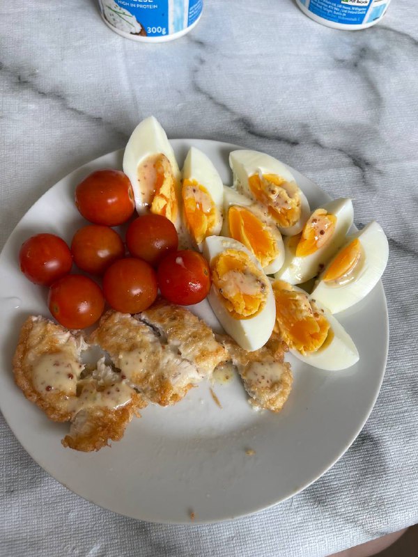 Chicken Breast With Boiled Eggs And Cherry Tomatoes