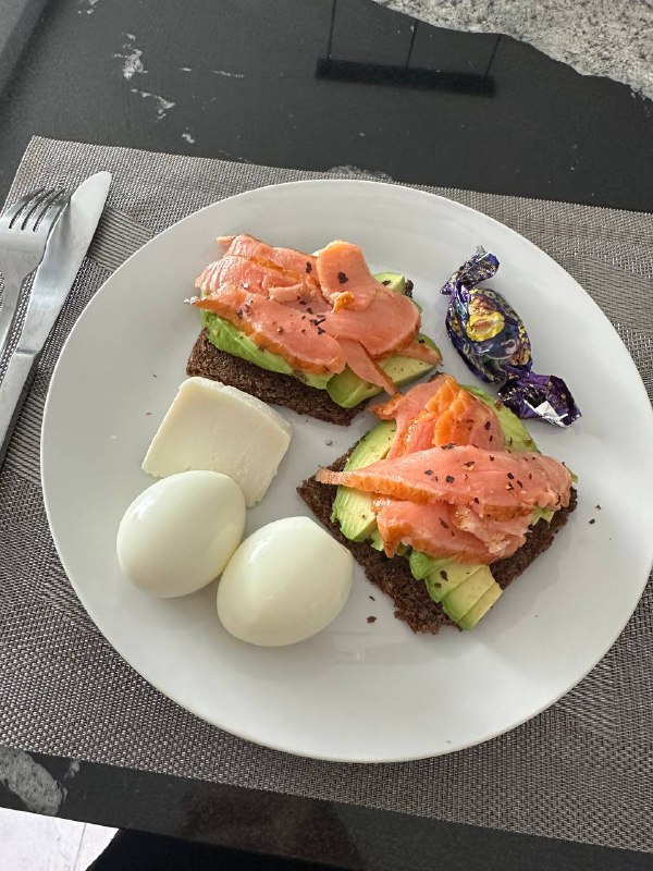 Smoked Salmon And Avocado Toast With Boiled Eggs And Cheese