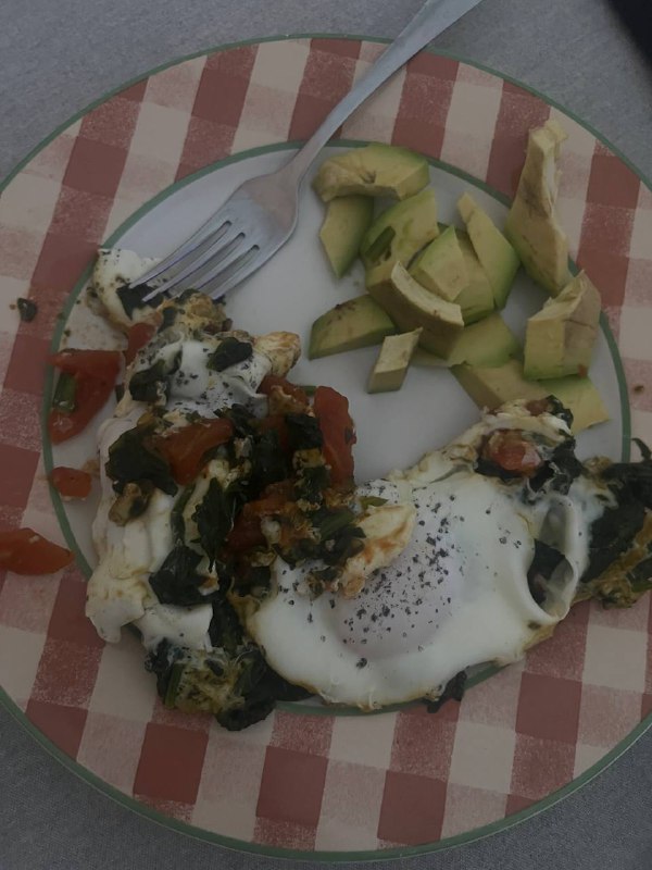 Fried Eggs With Vegetables And Avocado