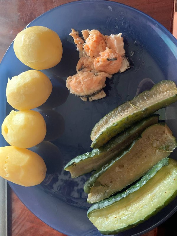 Salmon With Boiled Potatoes And Pickles