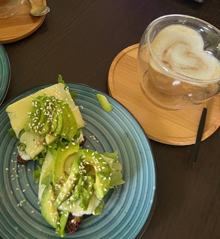 Avocado Toast with Cheese and Latte