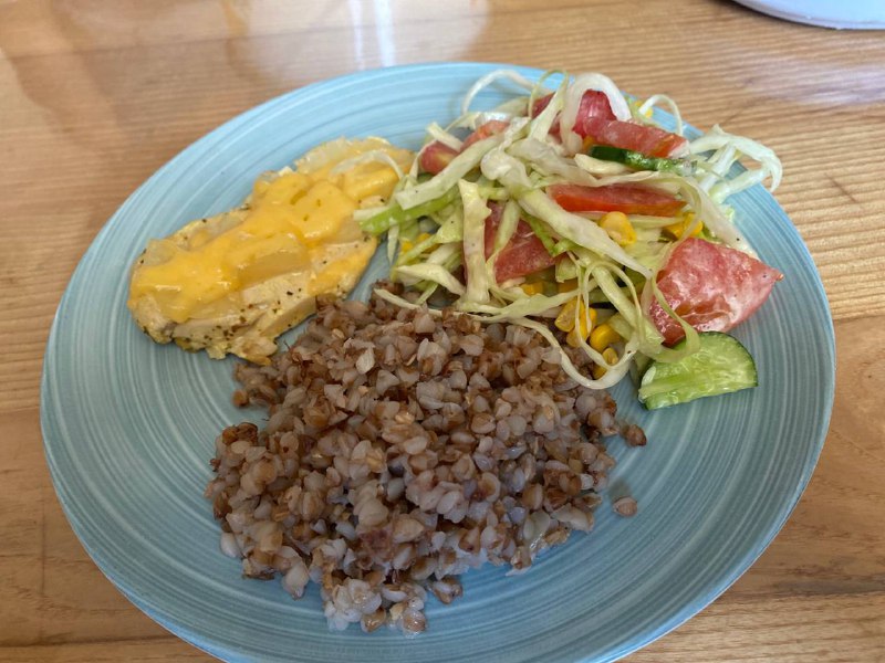 Grilled Chicken with Cheese, Buckwheat, and Mixed Salad