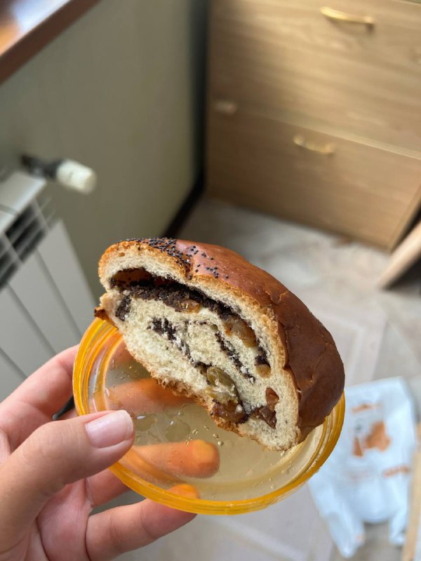 Sweet Bun With Dried Fruits And Poppy Seeds