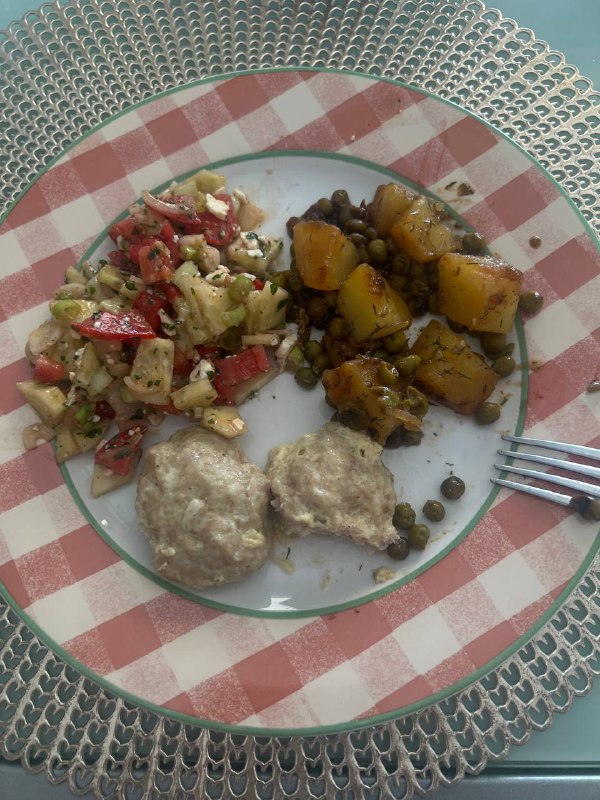 Meatballs with Salad and Potatoes