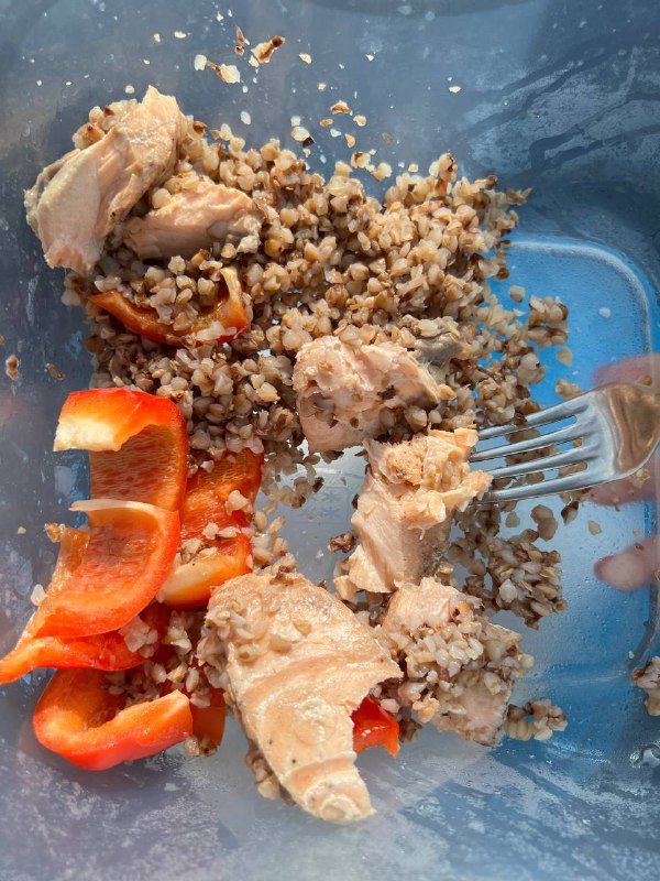 Salmon with Buckwheat and Bell Peppers