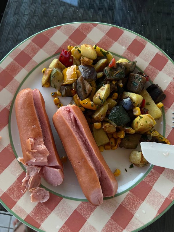 Hot Dogs with Sauteed Vegetables