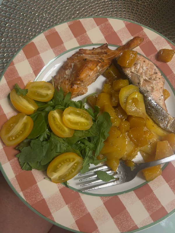 Baked Salmon With Potatoes And Pumpkin + Salad