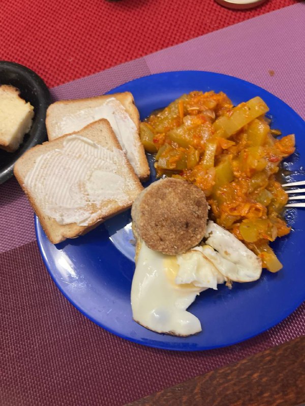 Vegetable Stew with Toast and Egg