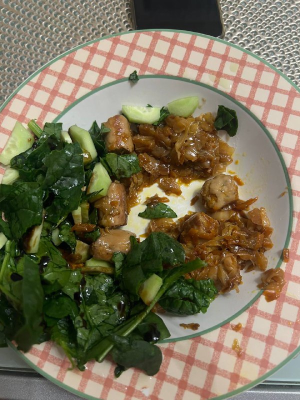 Chicken stir-fry with salad