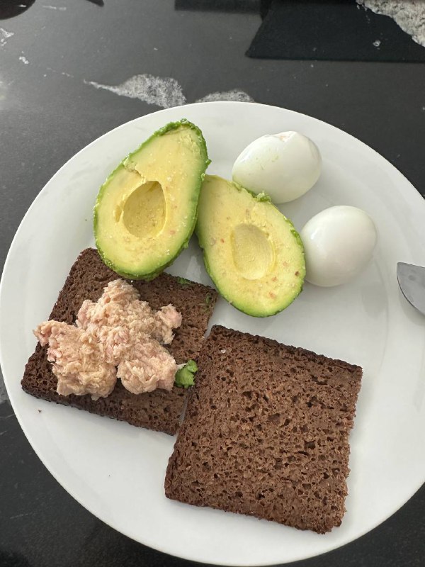 Avocado And Tuna On Rye Bread With Boiled Eggs