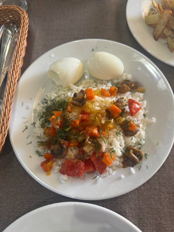 Rice With Vegetables And Boiled Eggs