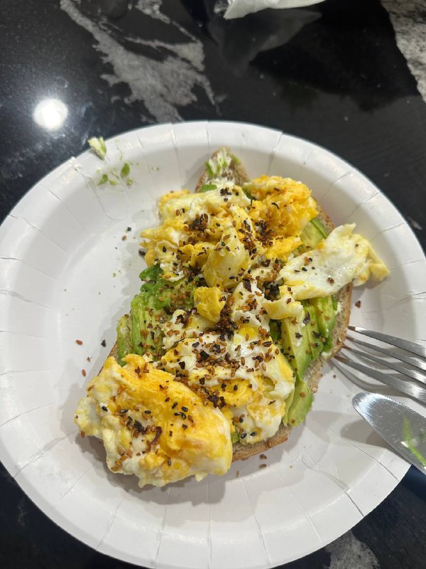 Avocado Toast With Scrambled Eggs And Everything Seasoning