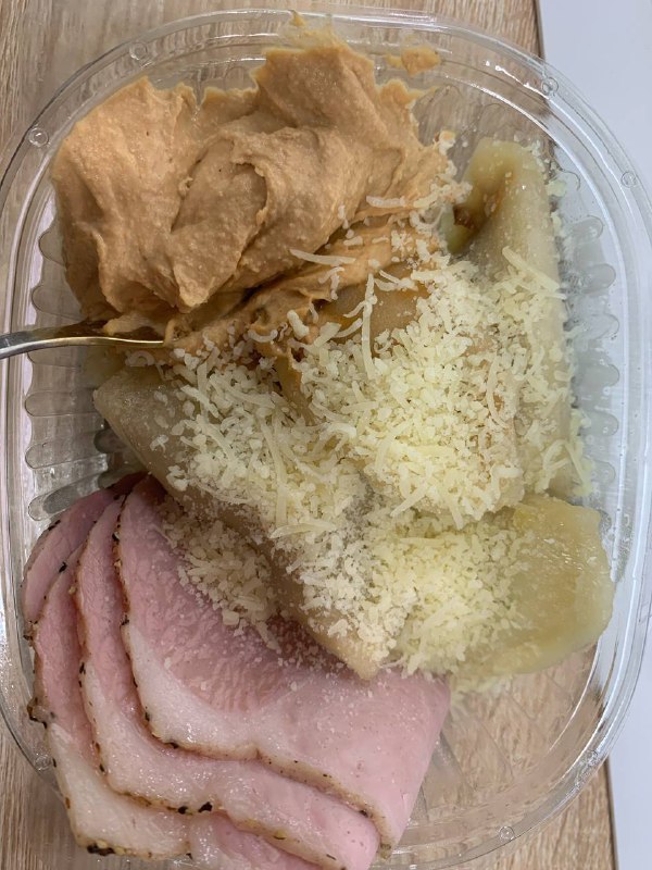 Varenyky With Cabbage And Potatoes, Hummus, Ham, And Parmesan