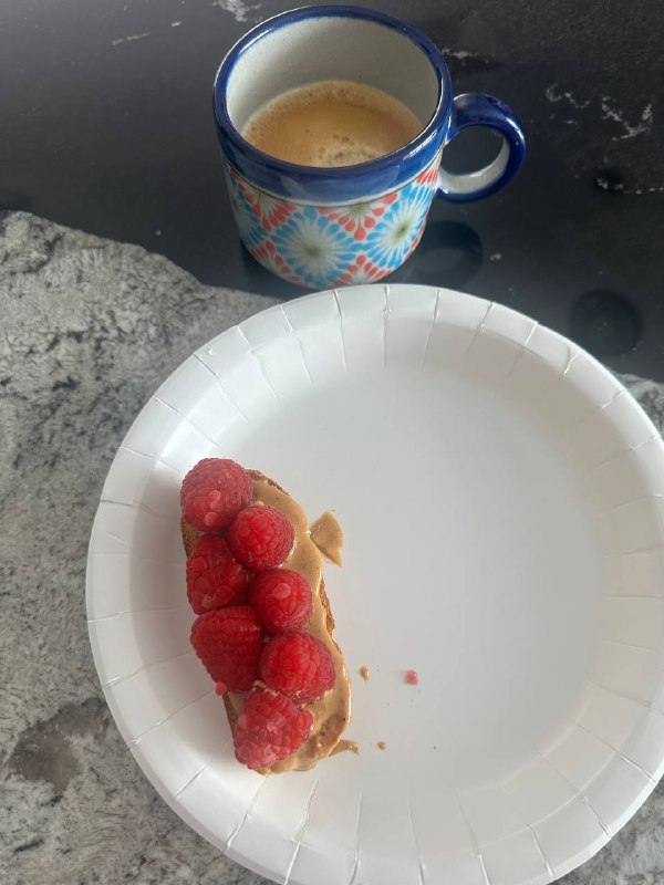 Peanut Butter Raspberry Toast With Coffee