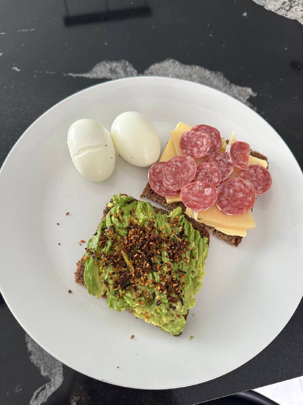 Avocado Toast And Salami Cheese Sandwich With Boiled Eggs