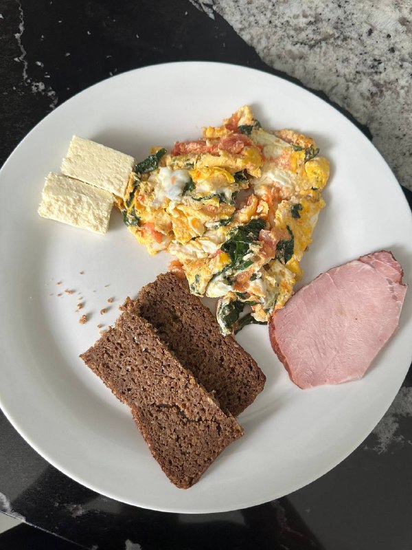 Scrambled Eggs With Vegetables And Sides